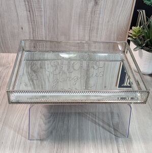 Kensie Mirror Vanity/Perfume Tray GLAM ROOM Silver & Glass "Hello Gorgeous"